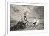 Cowboy Cooking over Campfire-null-Framed Premium Giclee Print