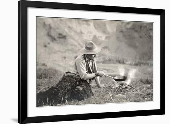 Cowboy Cooking over Campfire-null-Framed Premium Giclee Print