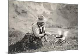 Cowboy Cooking over Campfire-null-Mounted Premium Giclee Print