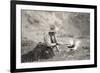 Cowboy Cooking over Campfire-null-Framed Art Print