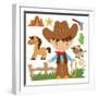 Cowboy,Cute,Boy,Cartoon,Vector,Illustration-Svetlana Peskin-Framed Art Print