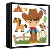 Cowboy,Cute,Boy,Cartoon,Vector,Illustration-Svetlana Peskin-Framed Stretched Canvas