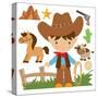 Cowboy,Cute,Boy,Cartoon,Vector,Illustration-Svetlana Peskin-Stretched Canvas