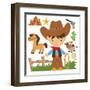 Cowboy,Cute,Boy,Cartoon,Vector,Illustration-Svetlana Peskin-Framed Art Print