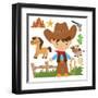 Cowboy,Cute,Boy,Cartoon,Vector,Illustration-Svetlana Peskin-Framed Art Print