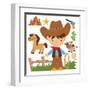 Cowboy,Cute,Boy,Cartoon,Vector,Illustration-Svetlana Peskin-Framed Art Print