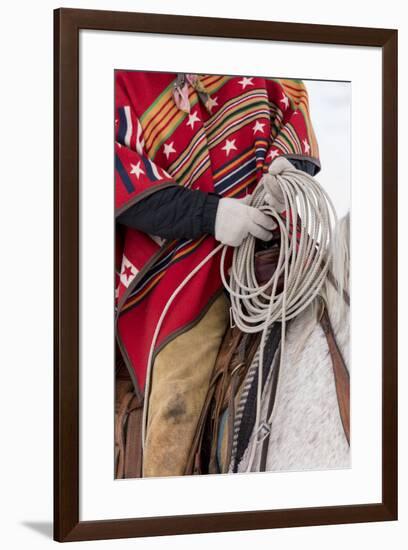 Cowboy detail in the Saddle, Hideout Ranch, Shell, Wyoming.-Darrell Gulin-Framed Photographic Print