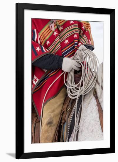 Cowboy detail in the Saddle, Hideout Ranch, Shell, Wyoming.-Darrell Gulin-Framed Photographic Print