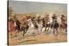 Cowboy Gunbattle-Frederic Sackrider Remington-Stretched Canvas