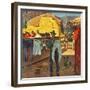 "Cowboy Hanging Out His Laundry," March 1, 1947-John Falter-Framed Giclee Print