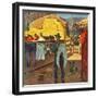 "Cowboy Hanging Out His Laundry," March 1, 1947-John Falter-Framed Giclee Print