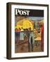 "Cowboy Hanging Out His Laundry," Saturday Evening Post Cover, March 1, 1947-John Falter-Framed Giclee Print