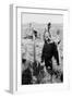 Cowboy Holds His Baby While Riding a Horse-Dorothea Lange-Framed Art Print