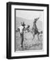 Cowboy Holds Rope around Struggling Bronco's Neck Photograph - Texas-Lantern Press-Framed Art Print