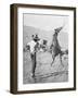 Cowboy Holds Rope around Struggling Bronco's Neck Photograph - Texas-Lantern Press-Framed Art Print