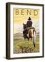 Cowboy & Horse, Bend, Oregon-Lantern Press-Framed Art Print