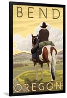 Cowboy & Horse, Bend, Oregon-Lantern Press-Framed Art Print