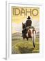 Cowboy & Horse, Idaho-Lantern Press-Framed Art Print