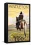 Cowboy & Horse, Pendleton, Oregon-Lantern Press-Framed Stretched Canvas