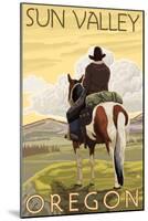 Cowboy & Horse, Sun Valley, Idaho-Lantern Press-Mounted Art Print