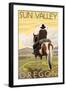 Cowboy & Horse, Sun Valley, Idaho-Lantern Press-Framed Art Print