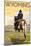 Cowboy & Horse, Wyoming-Lantern Press-Mounted Art Print