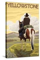 Cowboy & Horse, Yellowstone National Park-Lantern Press-Stretched Canvas