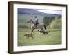 Cowboy in Irrigated Pasture, Chubut Province, Cholila Valley, Argentina-Lin Alder-Framed Photographic Print