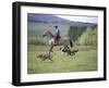 Cowboy in Irrigated Pasture, Chubut Province, Cholila Valley, Argentina-Lin Alder-Framed Photographic Print