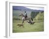 Cowboy in Irrigated Pasture, Chubut Province, Cholila Valley, Argentina-Lin Alder-Framed Photographic Print