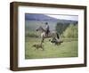 Cowboy in Irrigated Pasture, Chubut Province, Cholila Valley, Argentina-Lin Alder-Framed Photographic Print