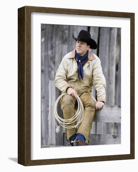 Cowboy Jack Perry at Judith Gap, Montana, USA-Chuck Haney-Framed Photographic Print