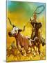 Cowboy Lassoing Cattle-Mcbride-Mounted Giclee Print