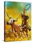 Cowboy Lassoing Cattle-Mcbride-Stretched Canvas