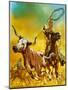 Cowboy Lassoing Cattle-Mcbride-Mounted Giclee Print