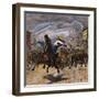 Cowboy Lassoing Renegade Oxen-null-Framed Giclee Print