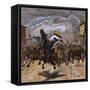 Cowboy Lassoing Renegade Oxen-null-Framed Stretched Canvas