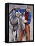 Cowboy Leading and Stroking His Horse, Flitner Ranch, Shell, Wyoming, USA-Carol Walker-Framed Stretched Canvas