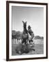 Cowboy Mounting a Horse-Carl Mydans-Framed Photographic Print