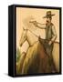 Cowboy Mural, America's Gunfight Capital, Tombstone, Arizona, USA-Walter Bibikow-Framed Stretched Canvas