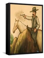 Cowboy Mural, America's Gunfight Capital, Tombstone, Arizona, USA-Walter Bibikow-Framed Stretched Canvas