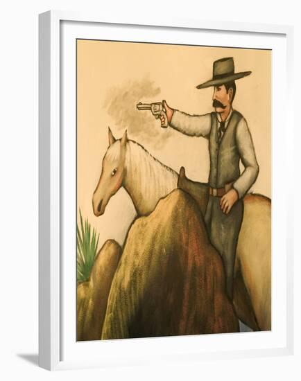 Cowboy Mural, America's Gunfight Capital, Tombstone, Arizona, USA-Walter Bibikow-Framed Premium Photographic Print