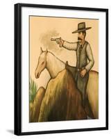 Cowboy Mural, America's Gunfight Capital, Tombstone, Arizona, USA-Walter Bibikow-Framed Premium Photographic Print