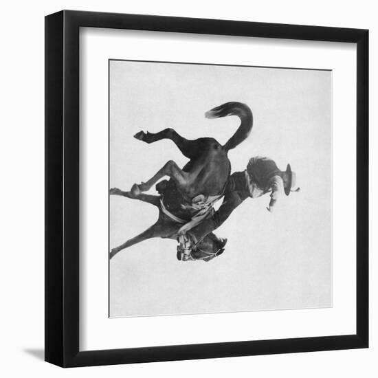Cowboy Ned Coy Riding Bucking Bronco Named "Boy Dick" Photograph - South Dakota-Lantern Press-Framed Art Print