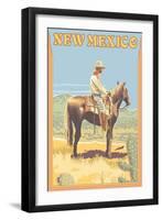 Cowboy - New Mexico-Lantern Press-Framed Art Print