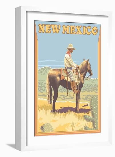 Cowboy - New Mexico-Lantern Press-Framed Art Print