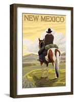 Cowboy - New Mexico-Lantern Press-Framed Art Print