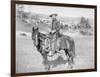 Cowboy on His Horse Photograph - South Dakota-Lantern Press-Framed Art Print