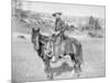 Cowboy on His Horse Photograph - South Dakota-Lantern Press-Mounted Art Print