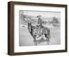 Cowboy on His Horse Photograph - South Dakota-Lantern Press-Framed Art Print